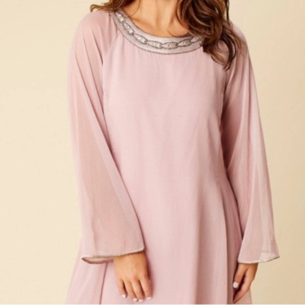Altar’d State Darra Long Sleeve Open Back Beaded Swing Dress - Picture 2 of 15
